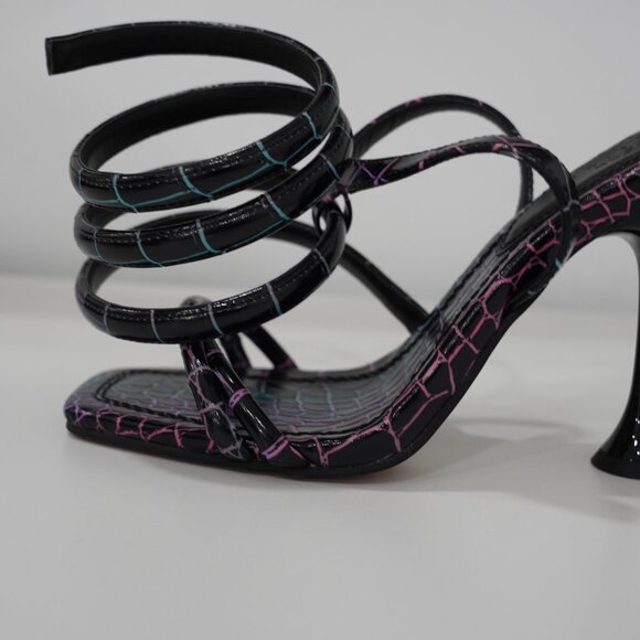 Brash Black & Multi-Color Chunky Block Heel Sandals - Picture 4 of 5